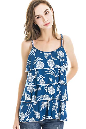 Bearsland Women's 3 Packs Maternity Nursing Tank Tops Sleeveless Breastfeeding Shirt,Blue/Orange/White,L #TOP2