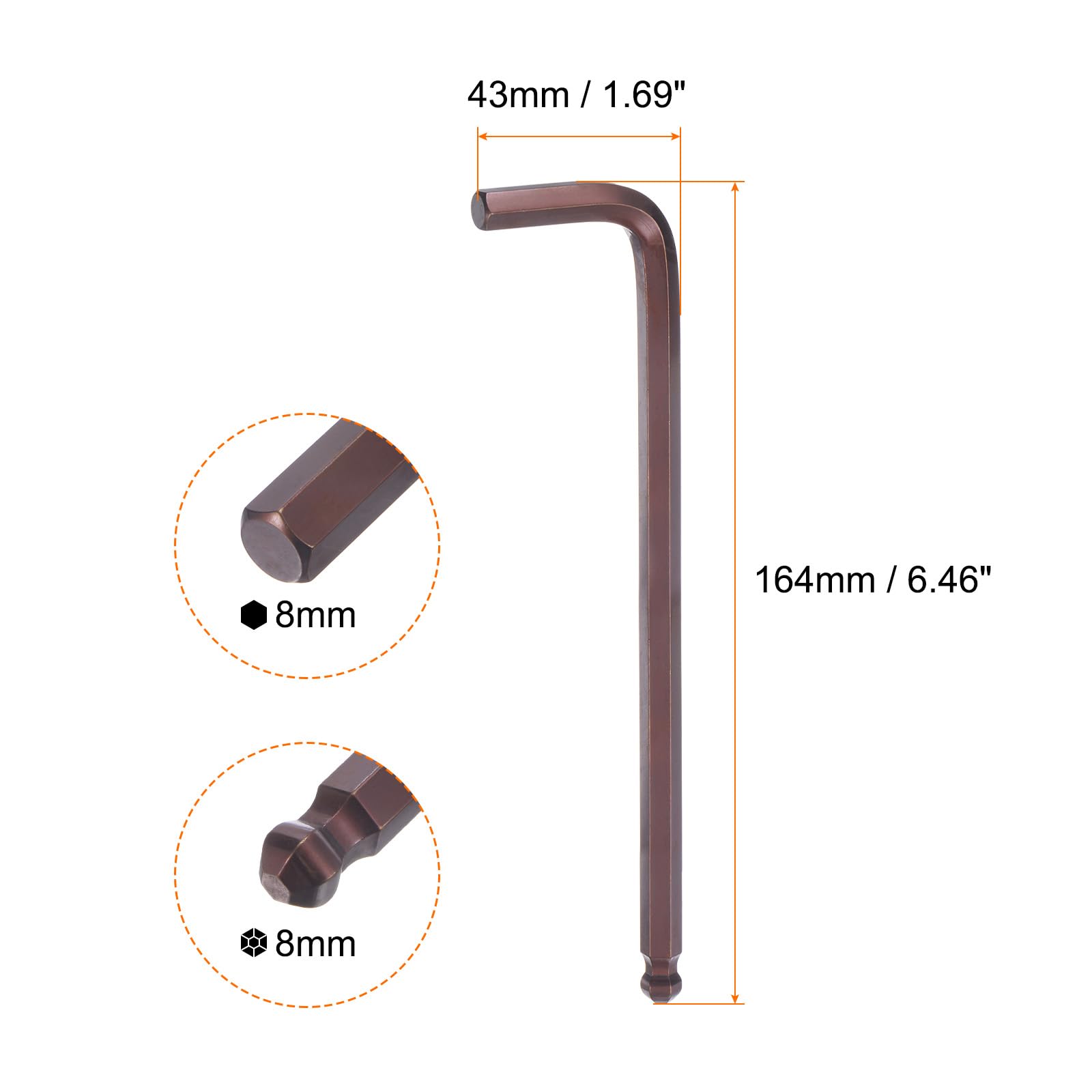 Sechskantschlüssel Mit Kugelkopf – 5mm, S2 Stahl, 163mm Länge