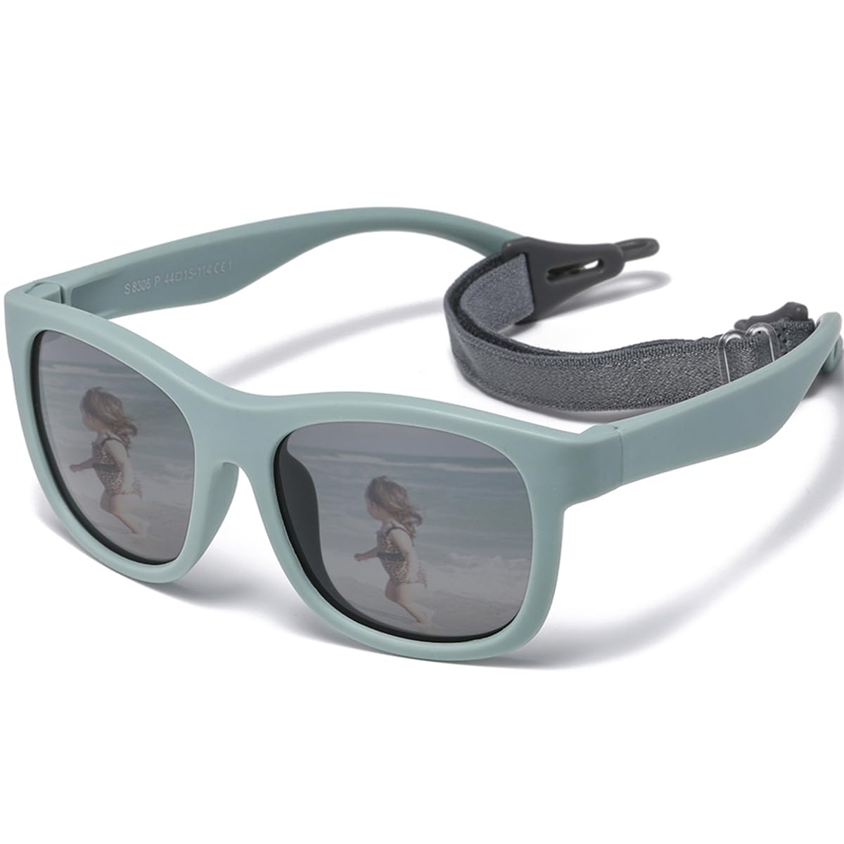 Gafas de Sol Niño 6 meses - 3 años, niño y niña Polarizadas gafas de sol bebe, marco flexible para vacaciones en la playa