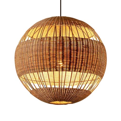 Plafonnier encastré boule en rotin luminaire suspendu tissé boho pour salon