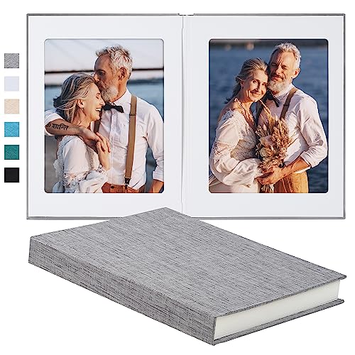 Pssoss 8x10 Photo Album with Writing Space, Linen Cover, 30 Photos,Gray