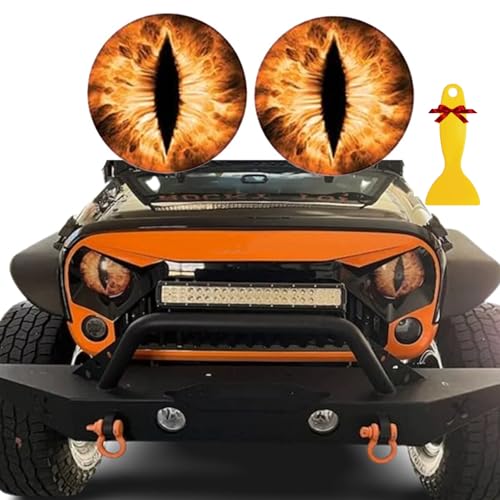 Image of Beast Eyes Headlight Decals Pair, Eyes Decal for Jeep Headlights, Round Headlight Decal,3D Stereo Eyes Headlight Decal Stickers, Funny Decals for Truck Car Body Window Bumper Decoration (#04)