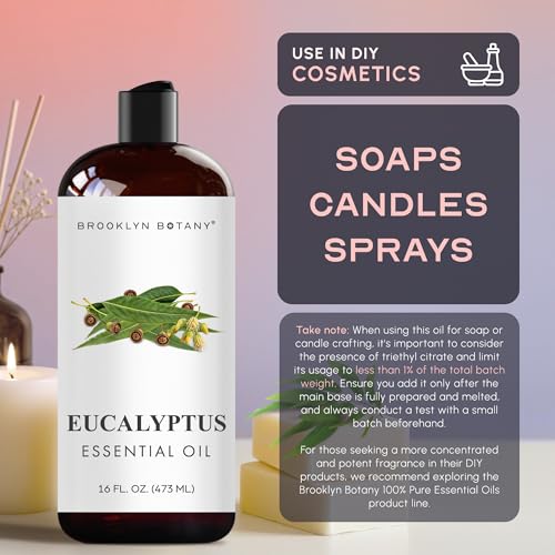 Image of Brooklyn Botany Eucalyptus Essential Oil - Huge 16 Fl Oz - for Candle Making, Soap Making, Diffusers, and Aromatherapy