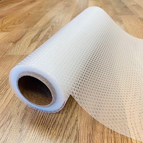 EVALAND 12 INCHES x 20 FEET (236 Inches) Non-Slip Shelf Liner, EVA Kitchen Liner, Non-Adhesive Liner, Original Smooth Shelf Liner, Durable Strong Grip Liner, Stain-Proof Shelf, Drawer, Cabinet Liner