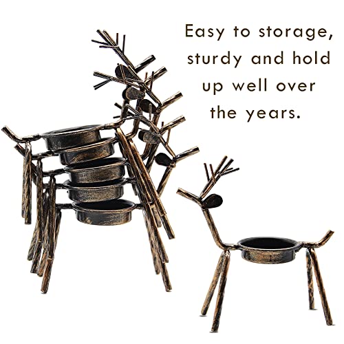 Forup 6 Pack Metal Reindeer Tea Light Candle Holders, Christmas Decoration For Home, Reindeer Candle Holder, Metal Candle Holder, Christmas Candle Holder #TOP4