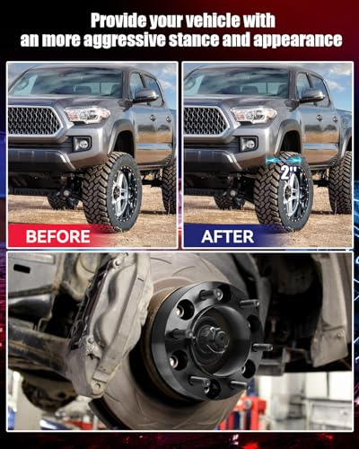Image of FLYCLE 6x5.5 Hubcentric Wheel Spacers 2 inch for 1995-2023 Tacoma 1989-2024 4Runner, 6x139.7mm Wheel Spacer with 12x1.5 Studs 106mm Bore for Tundra FJ Cruiser Fortuner Sequoia GX460 GX470
