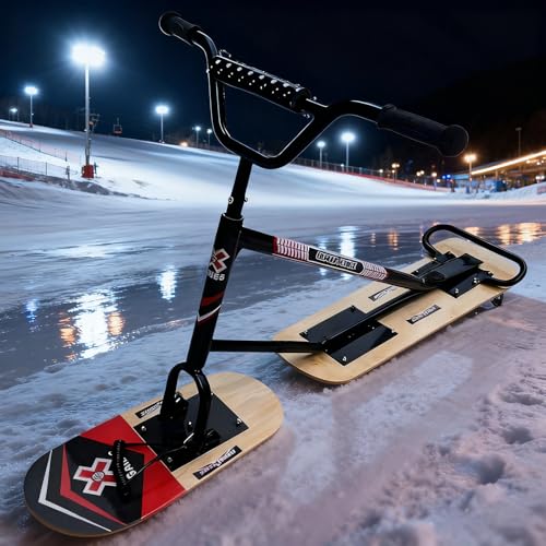 pedenencelia Patinete De Nieve para Adultos 2026/Patinete De Patada/Manejo De Rotación Completa De 360°, Marco De Aleación De Aluminio Engrosado Y Plataforma De Arce De 5 Capas B
