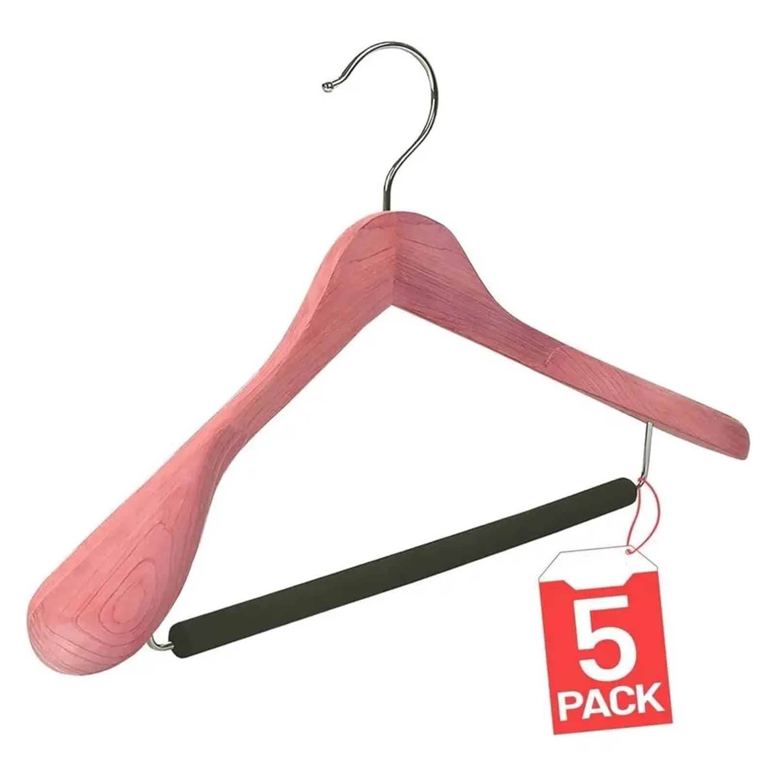 Wooden hangers Hangers for Closet 5 Pack Extra Wide Wooden for Suits, Coat, Dress, Jacket, Clothes Storage Non Slip Foam Padded P for suit