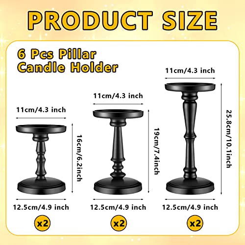 6 Pieces Metal Pillar Candle Holder Black Iron Candle Stand 6.2'' 7.4'' 10.1'' Modern Pillar Candleholders Decorative Candle Holder Stand For Table Centerpiece Wedding Party Fireplace Home Decor #TOP1