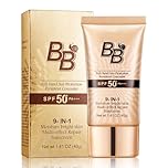 BB Cream SPF 50 face moisturiser – Snail Tinted Moisturiser with High Coverage, Hydrating Face Sun Cream for Women, Anti-Aging & Colour Correcting, Foundation for Mature skin 40g (1 PCS)