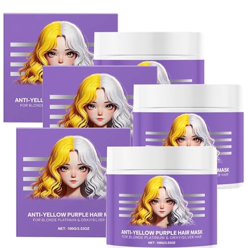 Mascarilla morada anti-amarillenta para el cabello, acondicionador hidratante morado, removedor de tonos amarillos y acondicionamiento cabello seco, dañado, cuidado nutritivo del cabello (3 pcs)