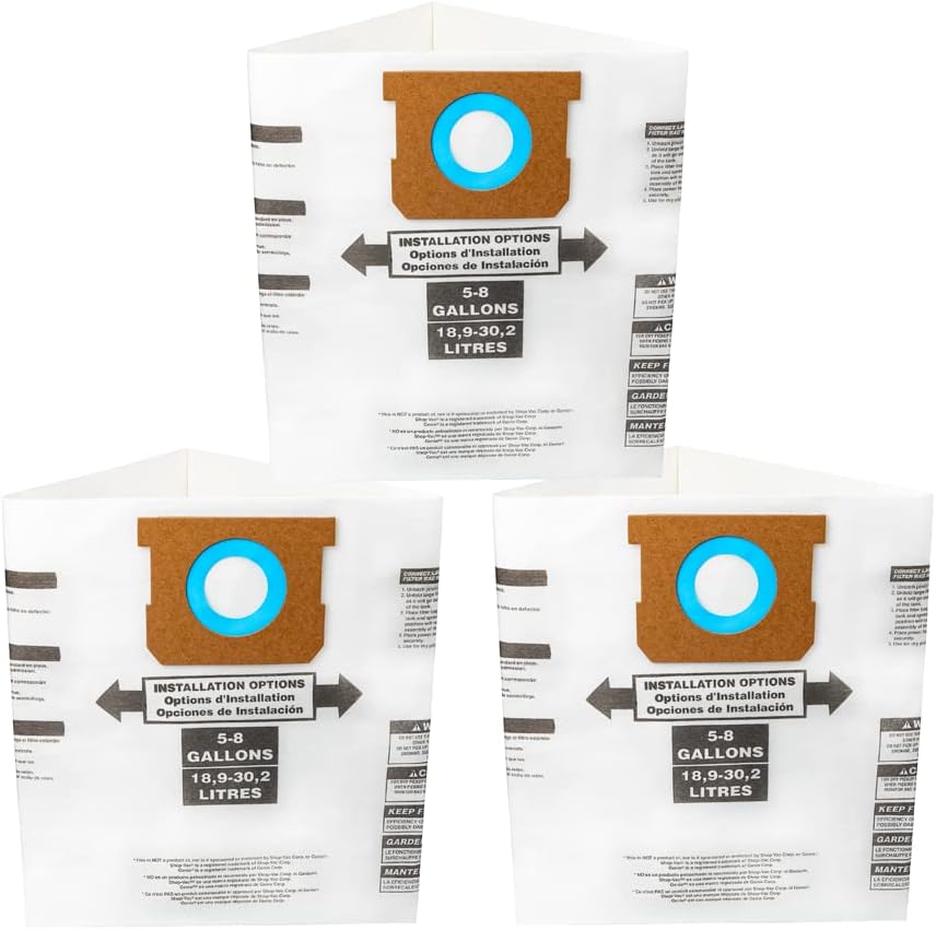 DTTEOME Vacuum Filter Bag, Fits 58 Gallon Shop Vac Bags Vacuum Dust collector Bag, Type E 90661