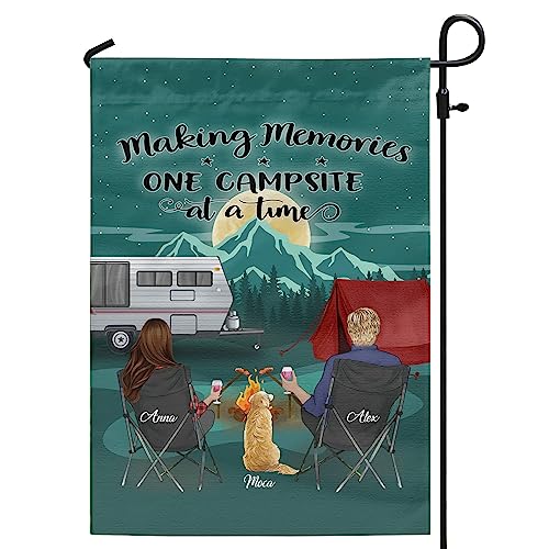 CUSGIFTS Custom Camping Flag for Couples & Dogs 12x18