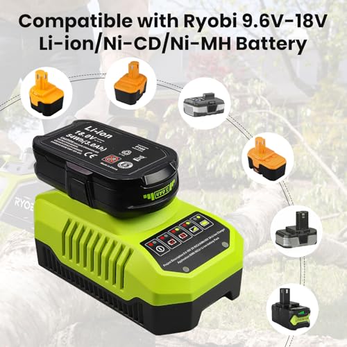 Image of Reoben P117 Rapid Charger Replacement for Ryobi 18Volt Charger Compatible with Ryobi 9.6V-18V Battery P102 P108 P189 P197 P103 P105 P107 P190 P191 PBP002 PBP005