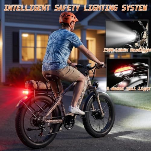 8000W Peak 60V 32AH Dual Motor Ebike for Adults, 50 MPH, Removable Built-in LG Battery, 120 Miles Long Range, 26x4 Fat Tire, Hydraulic Disc Brake, Lockout Dual Suspension, Off-Road Mountain Ebike image 8