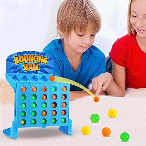 Link 4 Shots Game, Bouncing Ball Game Toys for 3-12 Year Old Boys Girls Bounce 4 Ping Pong Game in a Row Game Travel Game Bounce Off Party Game - Gifts for Kids 3+ Year Old