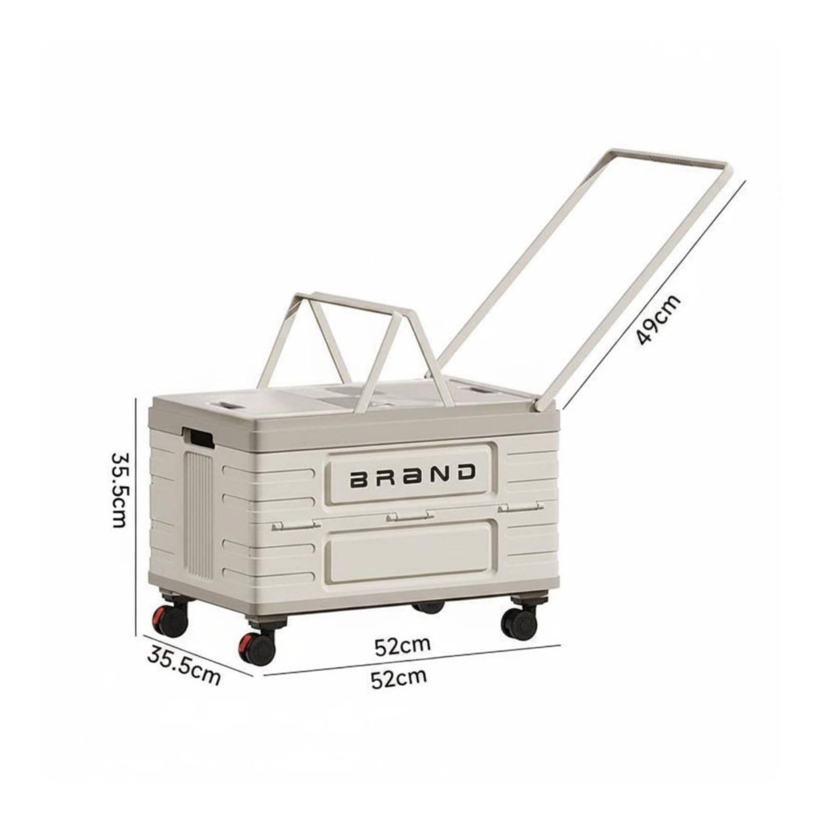 Colcolo Faltbare Aufbewahrungsbox Klappkiste Transportkiste Rollkiste Organizer mit Rollen Und Ziehgriff aus PP mit, Campingwagen Mit Zuggriff, 52L, Elegantes Weiß, Kunststoffdeckel