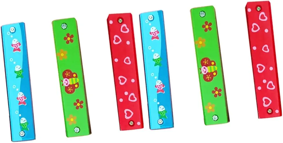 6 Pcs 16 Harmonica for Kids Musical Toys Kid Instrument Harmonica Instrument Music Harmonica Toy 16 Hole Harmonica Double Row Musical Instrument Clarinet Student Wooden