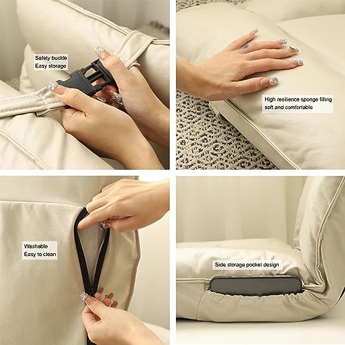 Chaise de sol réglable contre le mal de dos : canapé-lit pliable rembourré beige