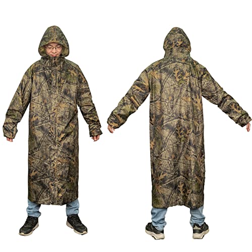 LOOGU Rain Jacket with Hood, Lightweight Long Raincoat, Camo Rain Poncho Waterproof for Men2