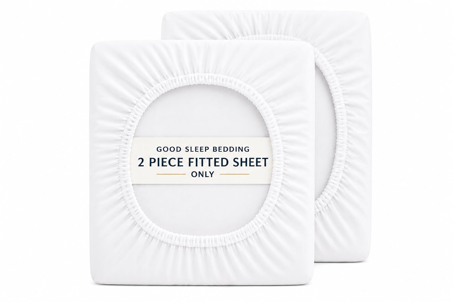 Good Sleep Bedding 2 Pack Fitted Sheets, 100% Egyptian Cotton Fitted Sheet King Size, Luxury 41cm/16" Deep Pocket Sheets, Sateen Weave King Fitted Sheet, Ultra Soft Pack of 2 Fitted Sheets, White โ image 1