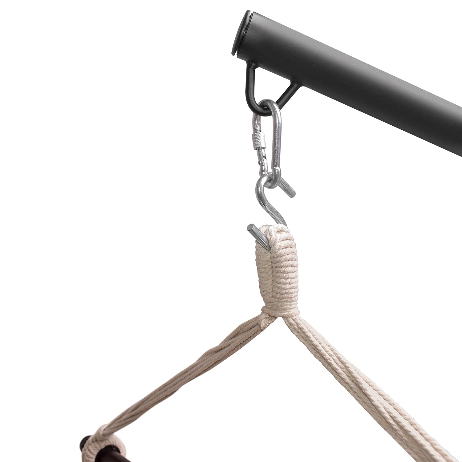 PIUMA - Sedia sospesa completa di stand in acciaio in ossidabile poltrona sospesa dondolo pensile amaca verticale completa di 2 cuscini - Portata max 120kg