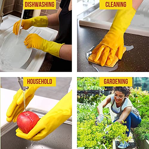 Image of Reusable and Washable Dish washing /Kitchen /Industrial /Gardening Rubber Latex Hand Cleaning Gloves For Men Women 12 Inches Long (Large, 4)
