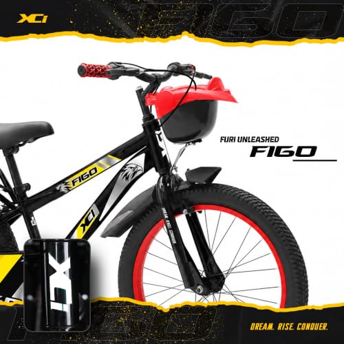 Image of XCi Figo 20T Black YellowKids Cycle, Single Speed Steel Frame Cycle, Ideal for 5-8 Years Unisex