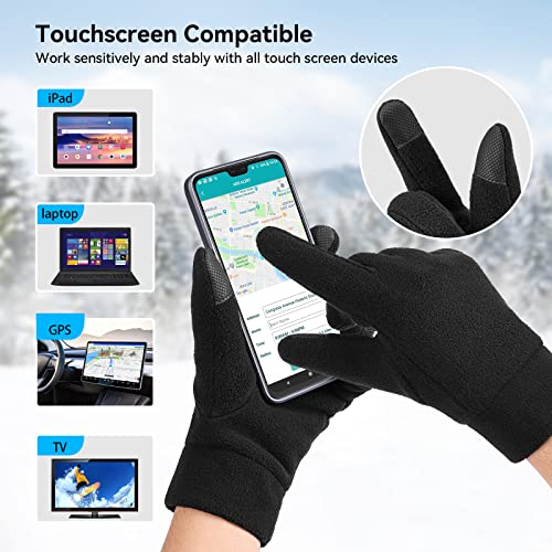 Ozero Warm Gloves Touch Screen Winter Thermal Glove Liners Elastic Cuff Soft Polar Fleece In Cold Weather For Men And Women (Black,Large) #TOP1