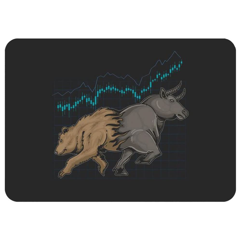 Bull and Bear Mouse Mat | Trading Mouse Pad | Share Market Mouse Pad Rectangle Shape Mouse Pad (DESIGN-47)