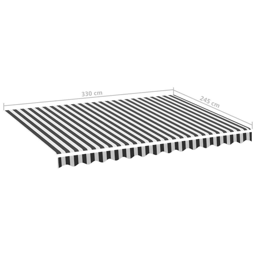 Tissu de remplacement pour auvent Anthracite et blanc 3,5x2,5 m