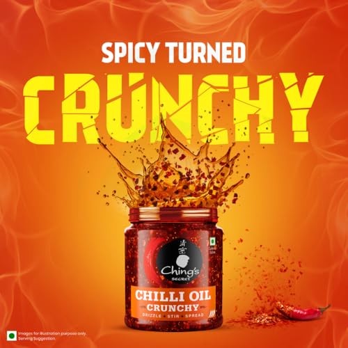 Image of Ching's Chilli Oil Crunchy - 170g | Drizzle, Stir, Spread| Use on Noodles, Fried Rice, Dimsums, Pizza, Pasta, Indian Curries & even Dal| Real Garlic, Chilli Flakes