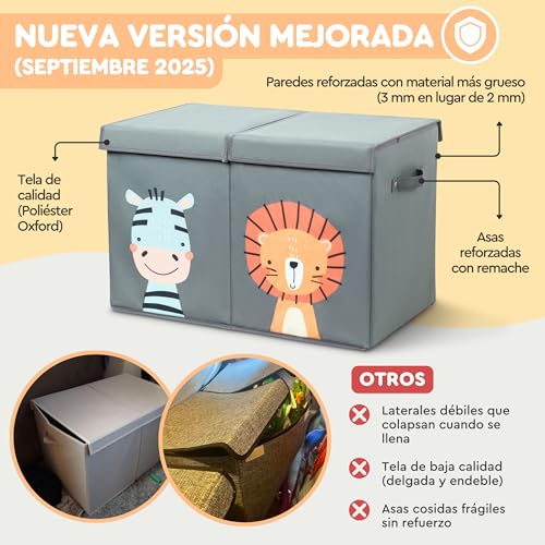 Miniatura 3 de Tutifu Caja De Almacenaje De Juguetes Gris, Plegable Y Resistente De 78 Litros. Tela Oxford. Baúl Para Juguetes Infantil, Organizador De Juguetes. Almacenamiento Para Guardar. No Apta Para Sentarse