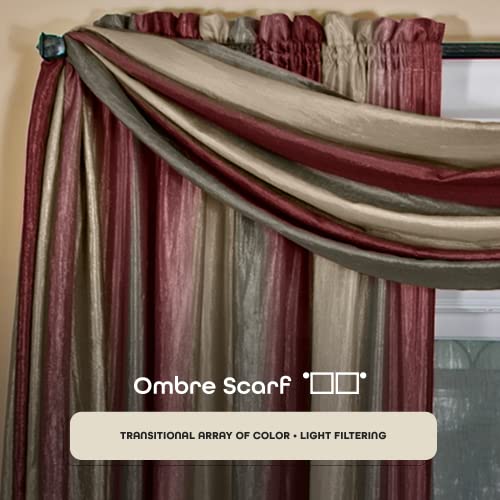 Sheer Window Scarf Valance, 50 Inch Width x 144 Inch Length (Burgundy), Light Filtering Polyester Curtain Scarf - Image 2