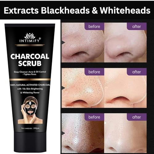 Image of INTIMIFY Charcoal Peel Off Mask | Removes Blackheads and Whiteheads | Tan Removal & Anti Pollution | For Men & Women (100 gm)