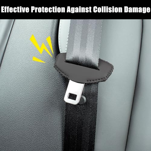 FWUNYVN 2PCS Seats Belt Buckle Cover,Anti-Scratch Leather Car Seats Belt Silencer Clip Holster,Car Seats Belt Buckle Cover Universal Interior Decor Accessories for Most Vehicles -Black