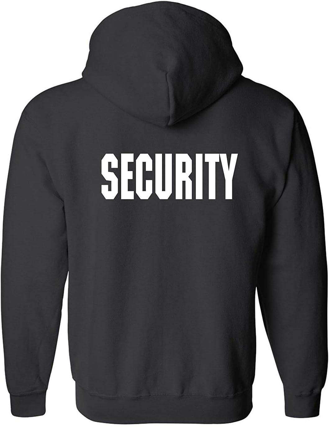 RYNO GEAR Men's Security Guard Silkscreen Front & Back Black Full Zip Hoodie, Fleece Hoodie. - Image 4