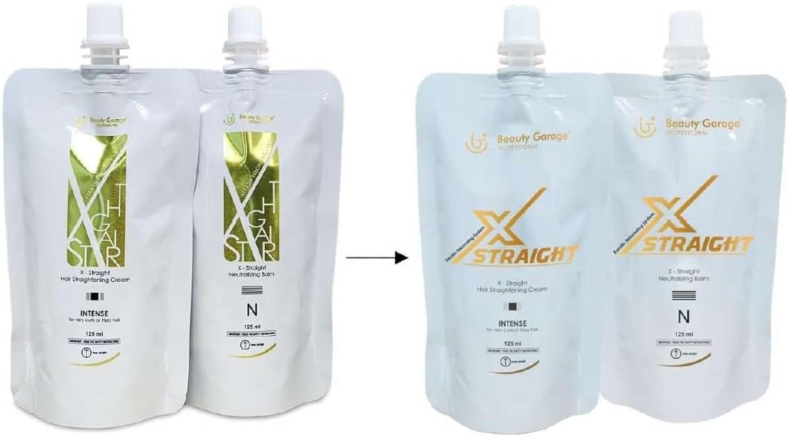 Beauty Garage Hair Straightening Cream and Neutralizer Set | X-Straight Hair Smoothening Cream for Silky Texture & Frizz-Free Results – 125ml Each (2-Step Kit)