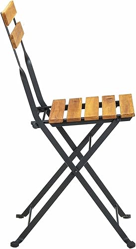 Miniatura 6 de Tidyard 4 sillas plegables de bistró, silla de comedor al aire libre con asiento de madera de acacia, patas de marco de acero para jardín, patio,