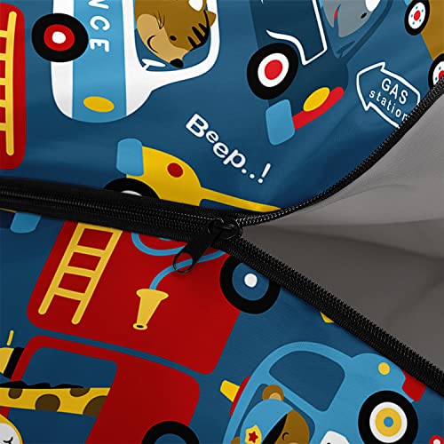 Bolsa de dormir infantil para niños y niñas, estampado de autos y animales, ligera, cálida, portátil, impermeable, resistente al frío para camping y senderismo (Autos) miniatura 5