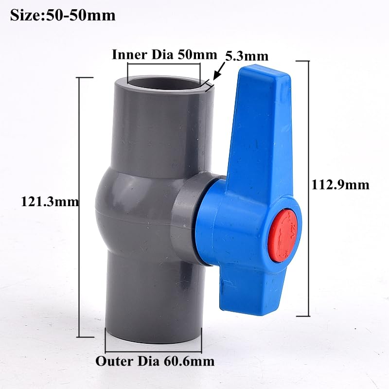 1 pz ID 20~63 mm PVC Giunto adattatore for tubo di irrigazione da giardino Connettore for tubo dell'acqua Interruttore for tubo(Inner Dia 50mm)