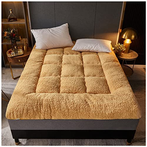 Colchón de futón japonés extra grueso para adultos, tapete portátil enrollable, cojín suave para camping, dormitorio, sofá cama, almohada marrón, 180 x 200 cm, ideal para comodidad y apoyo