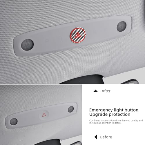 Image of BETTERHUMZ Car Interior Carbon Fiber Sticker Compatible with Tesla Model 3 Highland 2024 2026 Model Y Juniper 2025 Roof Warning Button Trim Reading Light Cover Accessories (Silver)
