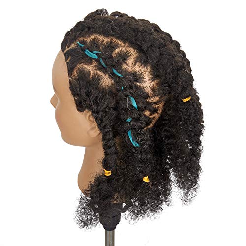 Foto von Neverland 16 Zoll Afro Frisierkopf für Afrohaar 100% Echthaar Curl Haar Friseur Trainingskopf Puppenkopf Kosmetologie Übungskopf Stylingkopf für Frisöre mit Klammer