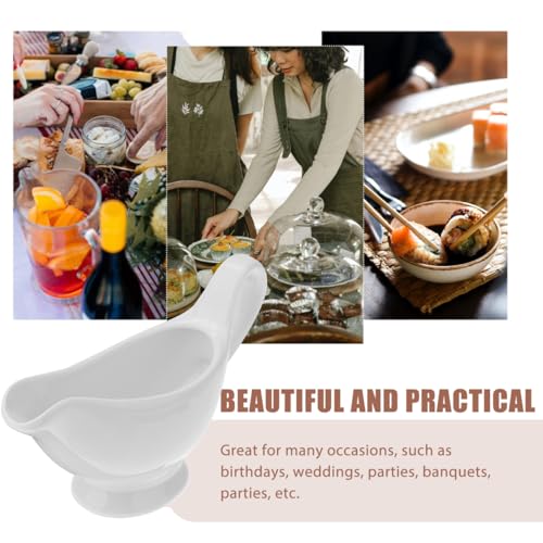 Image of UKCOCO Ceramic Gravy Boat Sauce Container 5.98X2.12X3.34In Porcelain Seasoning Condiment Server with Ergonomic Handle for Home Kitchen Dining and Parties