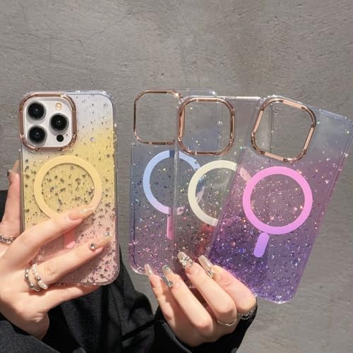 Coque iPhone 15 Pro Max paillettes violette avec recharge magnétique Magsafe - 6