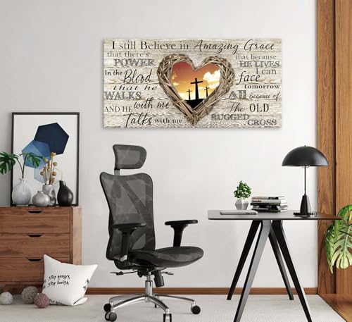 Cao Gen Decor Art A63575 Amazing Grace Wall Art Decor Canvas Print Picture Christian 1 Panel Religious Cross Painting Artwork for Living Room Bedroom Office Home Wall Decor Framed Ready to Hang by Cao Gen Decor Art - Used condition - Image 5