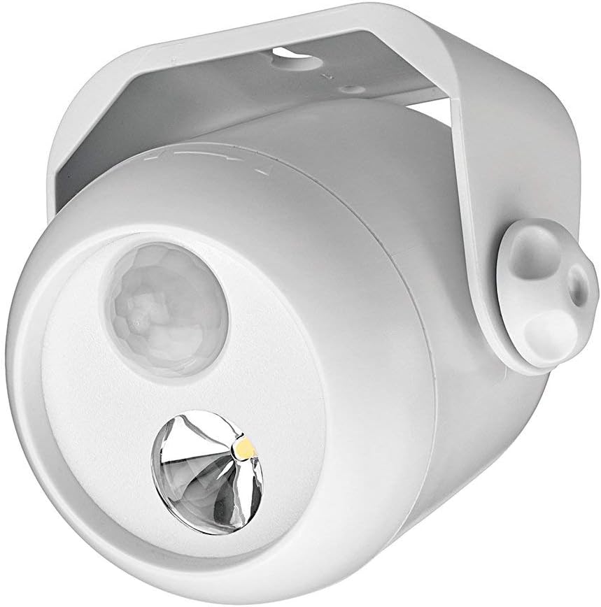 Mr. Beams MB300 80-Lumens Wireless Round Mini LED Spotlight with Motion Sensor and Photocell (Small, White)