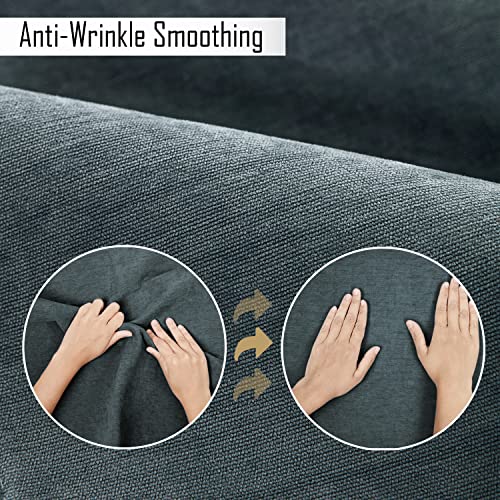 Image of HOKIPO Premium Chenille Anti Slip Sofa Cover Mat with 2 Armrest Cover, 3 Seater - Dark Grey
