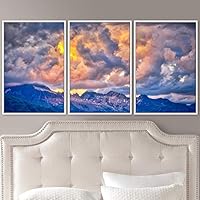3 Piece Framed Canvas Wall Art Mountain Top Landscape Canvas Prints Home Artwork Decoration for Living Room,Bedroom - 16
